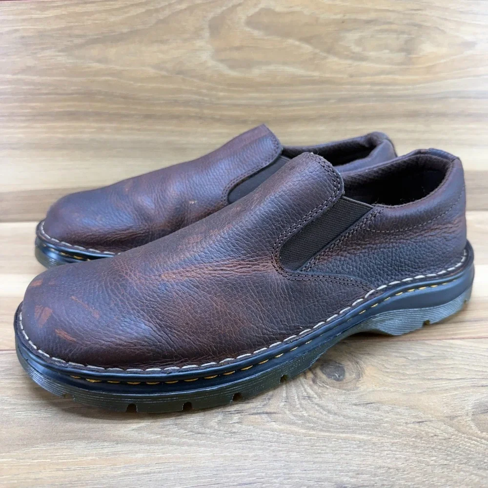 Dr Martens Bryce Slip On Mens 10 Brown Tumbled‎ Leather Business Casual Travel